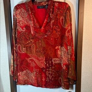 Elegant Red Paisley Blouse